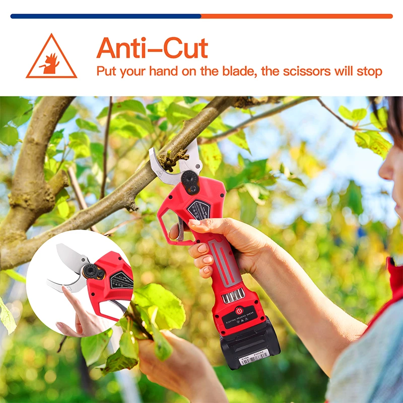 Elétrica sem fio Pruner com haste de extensão retrátil, Bonsai Fruit Tree Ramos cortador, 21V, 1,9 m