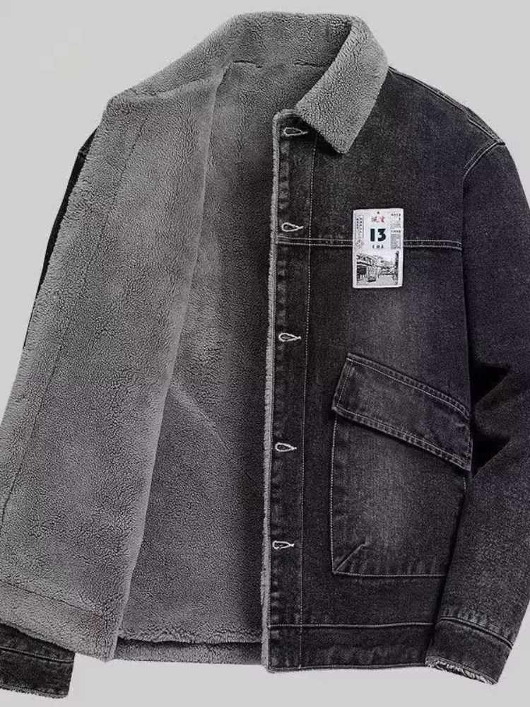 

Новая джинсовая куртка 2024 года: повседневная, осенне-зимняя, утепленная, теплая верхняя одежда, универсальный дизайн, на флисовой подкладке, ветрозащитная