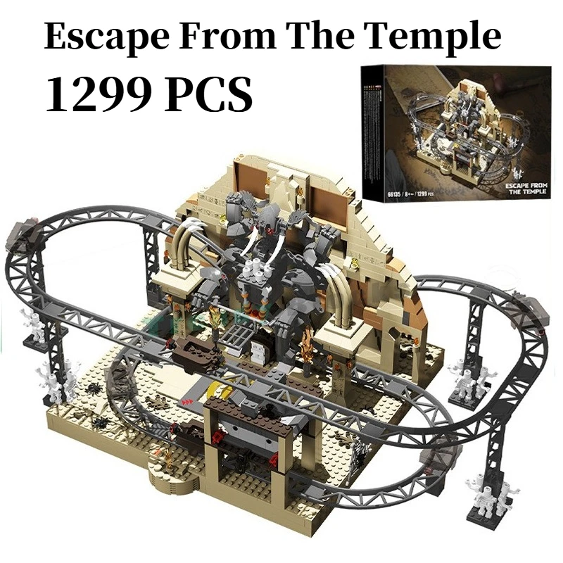 

1299PCS Escape From Temple,Roller Coaster Building Blocks,Tomb Adventure,Multiple Mechanisms Creative Decor Toys Birthday Gifts