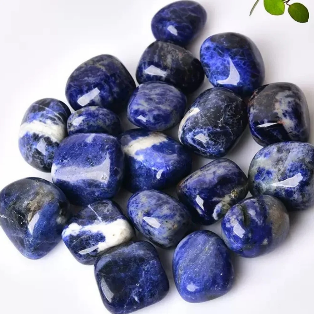حجر سوداليتي الأزرق الطبيعي هبط مصقول كريستال كوارتز الحصى حجر الخام الخام عينة الصخور شفاء كريستال للديكور المنزل