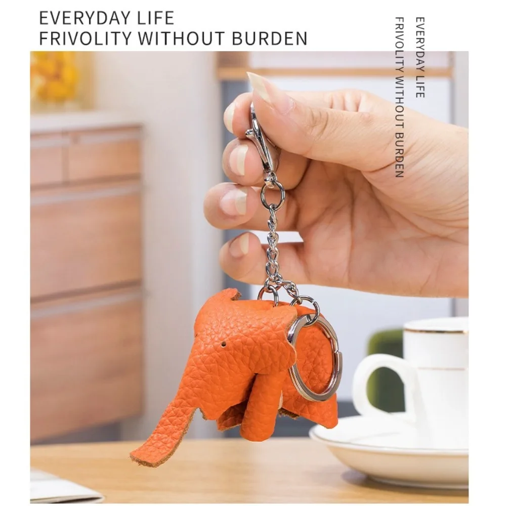 

Cartoon Genuine Leather Lucky Elephant Keychain Gift Handmade Elephant Pendant Multiple Styles DIY Bag Pendant Bag