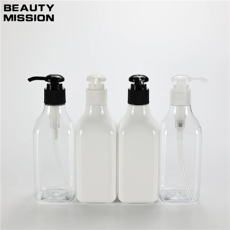 White Clear 250ML X 25 Liquid Soap Packaging Plastic Bottles With Round Lotion Pump Travel Shampoo Shower Gel Plastic Containers