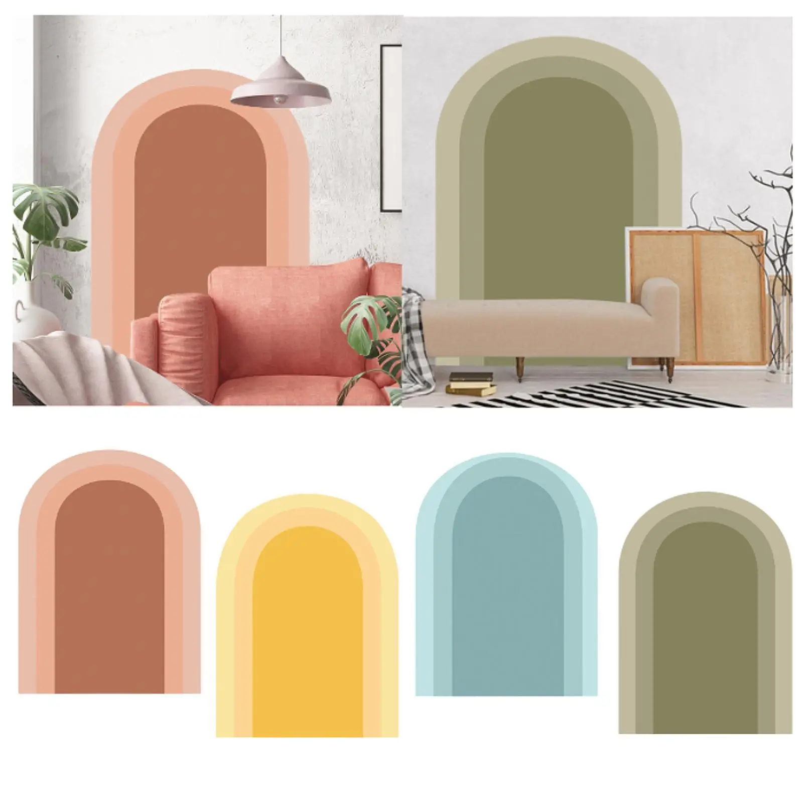 ملصق حائط على شكل قوس بوهو ملصق حائط داخلي حديث من مادة PVC مقاس 31.5 × 19.7 بوصة لغرفة المعيشة المنزلية وغرفة الطعام #3