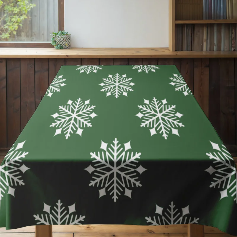 مفرش طاولة ندفة الثلج الأخضر لتزيين المنزل لحفلات عيد الميلاد وعطلات عيد الميلاد وغرفة الطعام وديكورات المطبخ #4