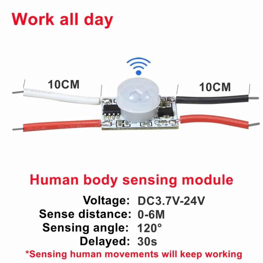 5 فولت 12 فولت 24 فولت تعمل بالضوء التبديل كاشف حركة 6 متر PIR محس حركة الموقت التبديل التحكم شرائط مصباح لمبة مكتب ضوء الليل
