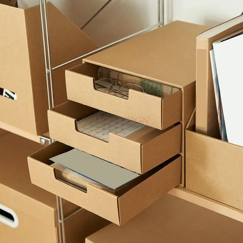 

1pcs Paper storage box, office desktop storage box, drawer style multi-layer storage box, document storage cabinet