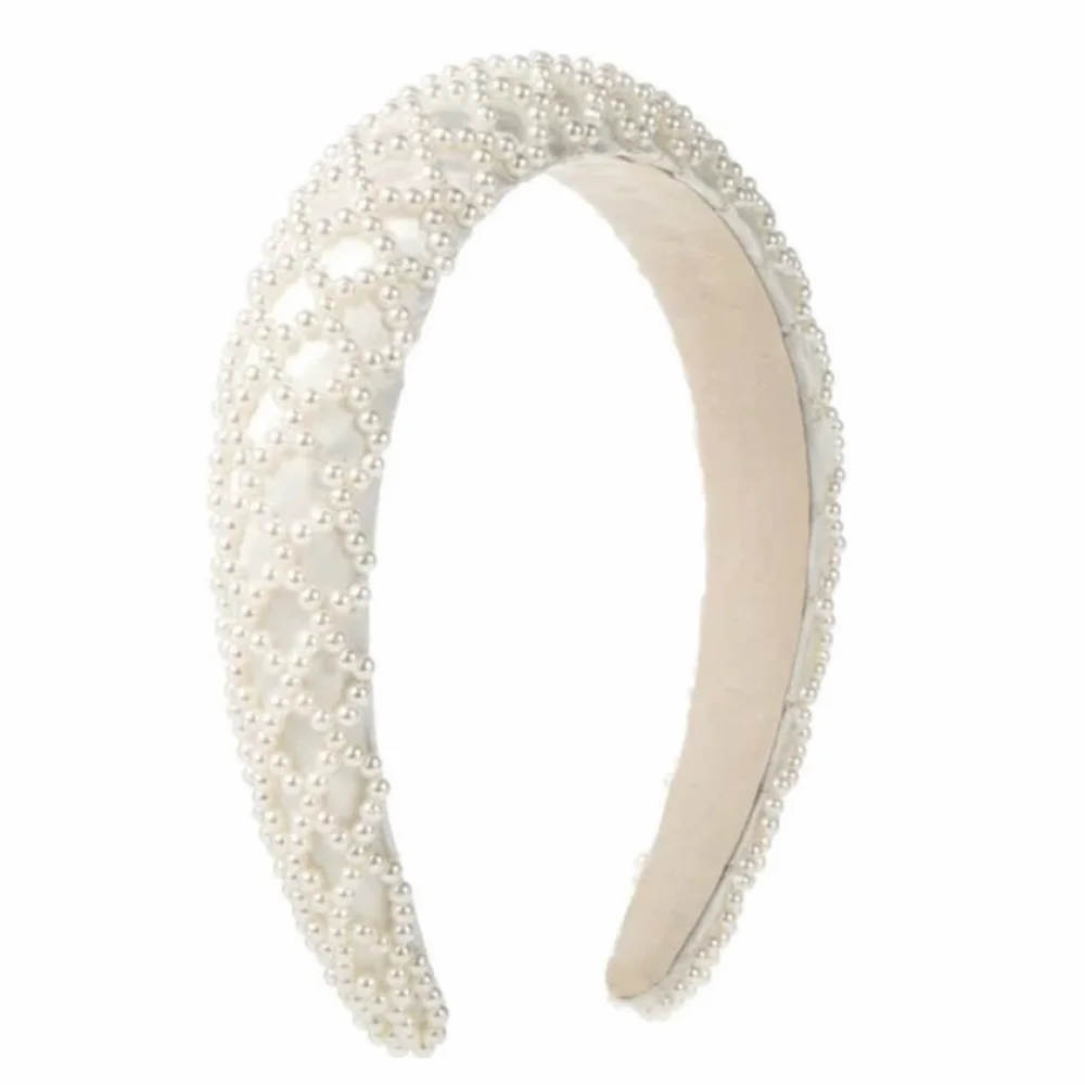 Sweet Pearl Pearl Hair Hoop Hand Strung Beads Retro Style Headband Round Pearl Decor Beaded Hair Band Women