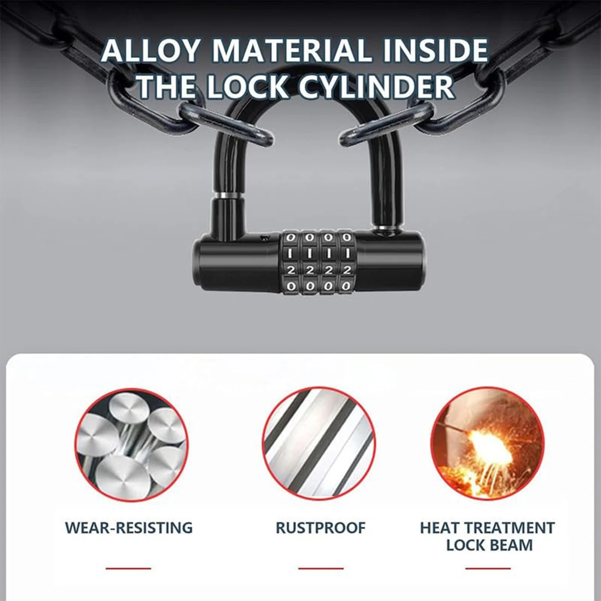 U-Shaped Combination Lock for Security Cabinet School Locks with 3 Combinations Anti-Theft Metal Lock for Drawers