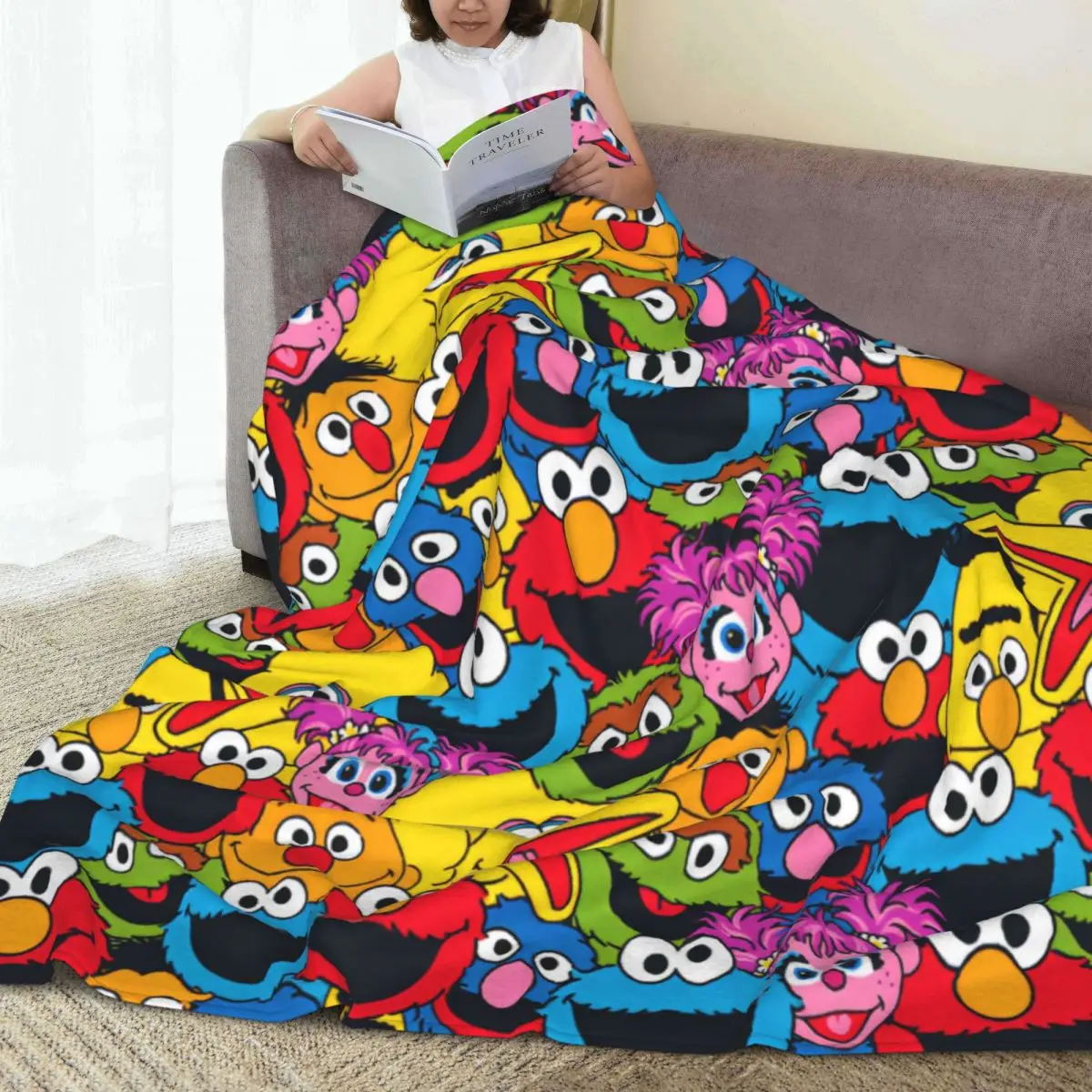 Sesames Streets Cookies Monsters Cartoon Blanket Fleece Spring Breathable Warm Throw Blankets for Bedding Bedroom Bedding Throws