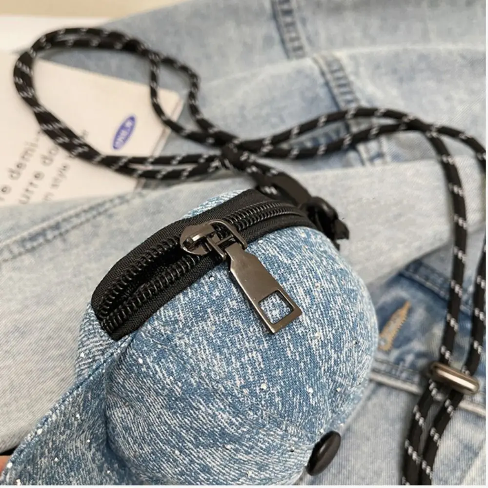 Denim Baseball Cap Crossbody Bag Harajuku Earphone Storage Bag Mini Hat Wallet Zipper Pouch Portable Canvas Coin Purse Daily view 5