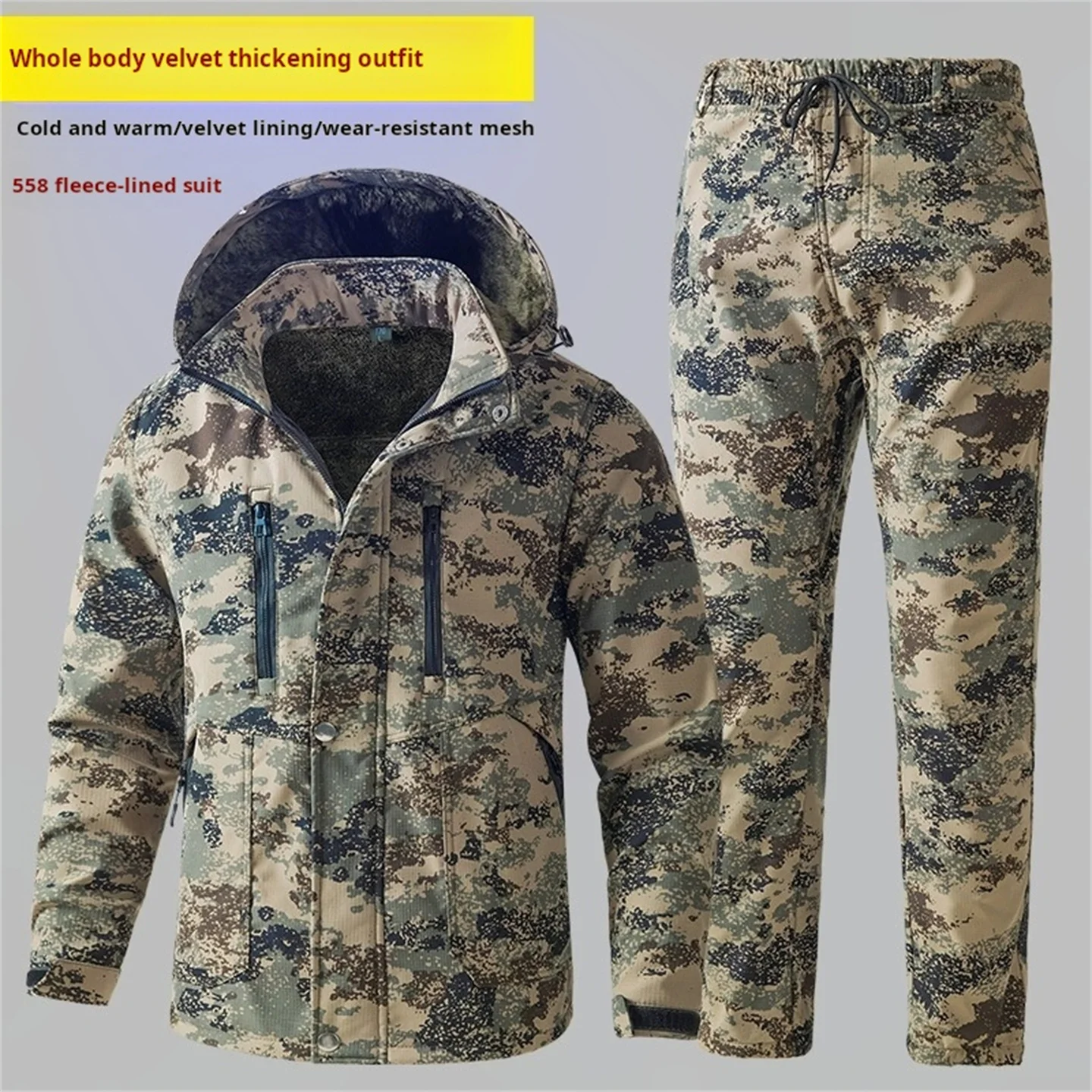 

Зимняя уличная камуфляжная охотничья форма, мужская и женская флисовая термокуртка и брюки, ветрозащитный водонепроницаемый тактический костюм