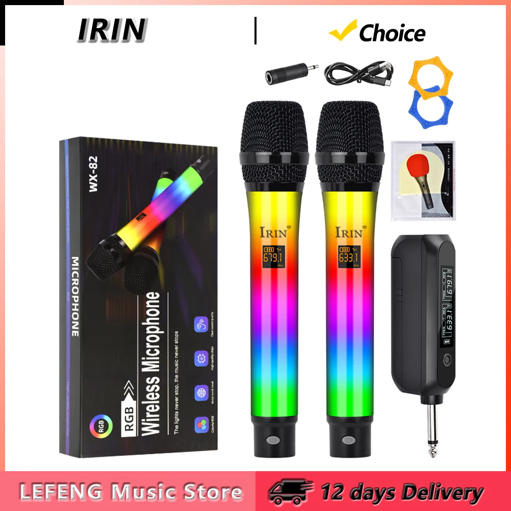 

IRIN Wireless Microphone 2.4G RGB Handheld Dynamic Wireless Microphone Rechargeable DJ System Mic For Karaoke Wedding Party