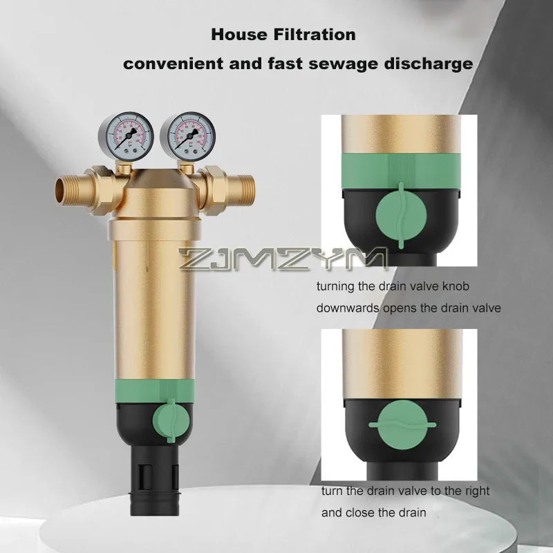 Copper Pre Filter Purifier Whole House Spin Down Sediment Water Filter 360° High Pressure Backwash