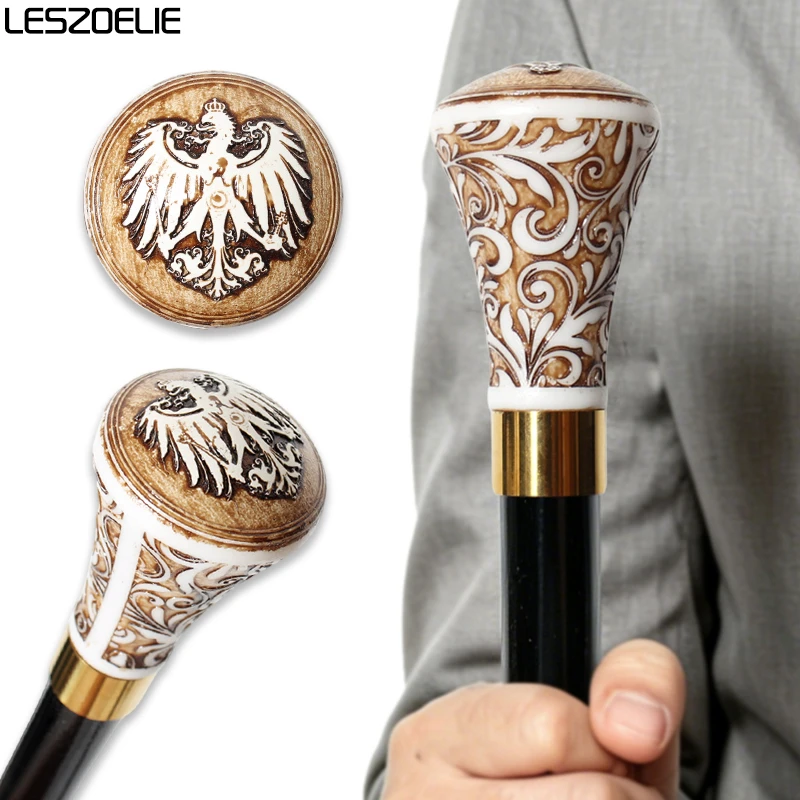 Prussian Imperial Crown Eagle Walking Cane Detachable Wooden Walking Stick With Cream Brown Carved Handle for Men And Women