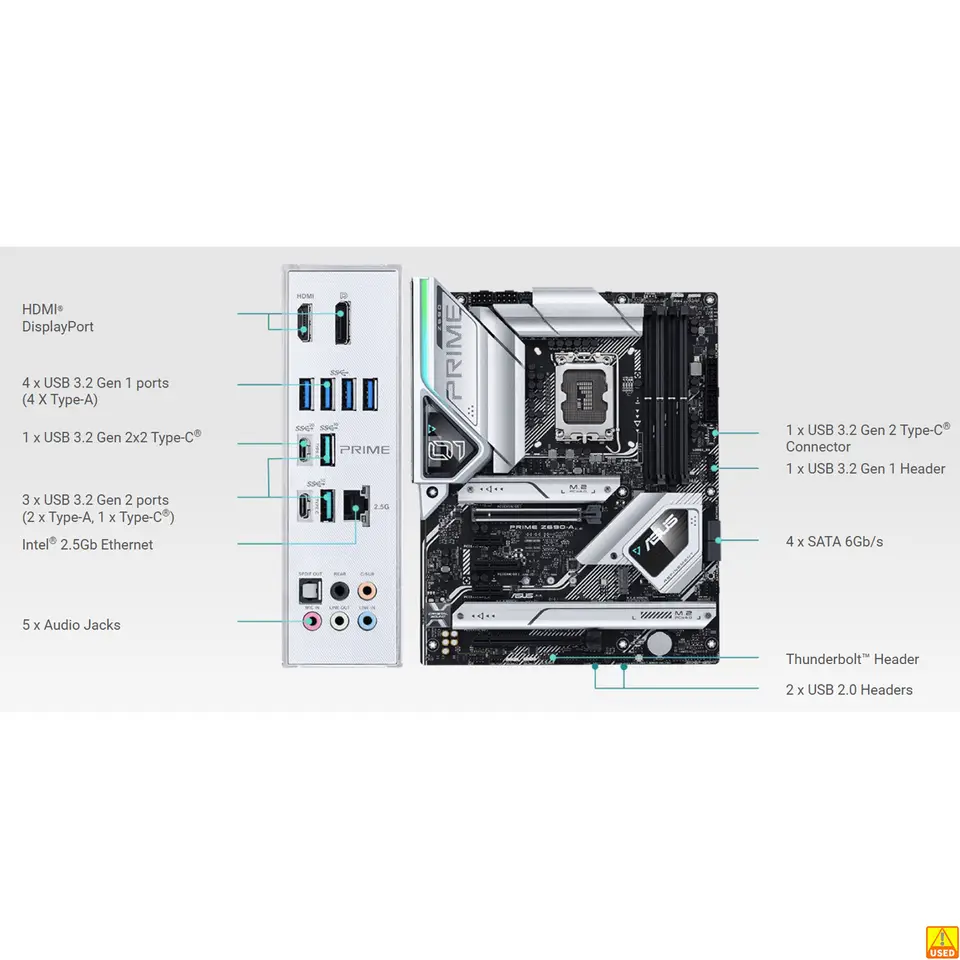 لوحة أم ASUS PRIME Z690-A مقبس LGA1700 وحدة المعالجة المركزية DDR5 6000(O.C) ذاكرة مجموعة الرقاقات Z690 لوحة رئيسية ATX - 5