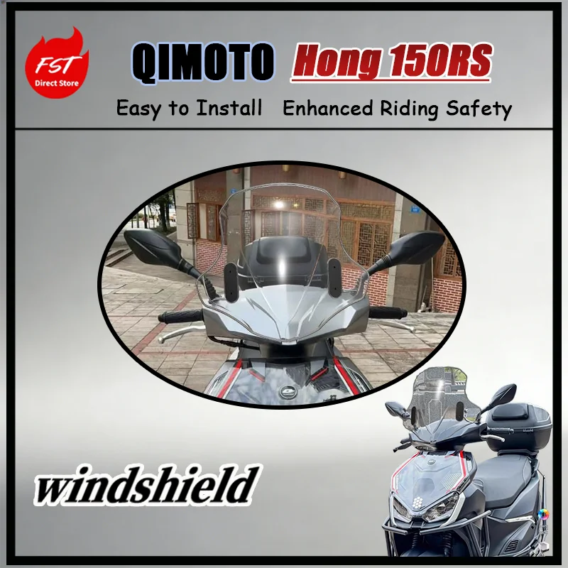 

FOR Full Coverage PC Heightened Wind Shield for QJ Hong 150RS Modified Scooter Accessory - Durable Windproof Protection Impact