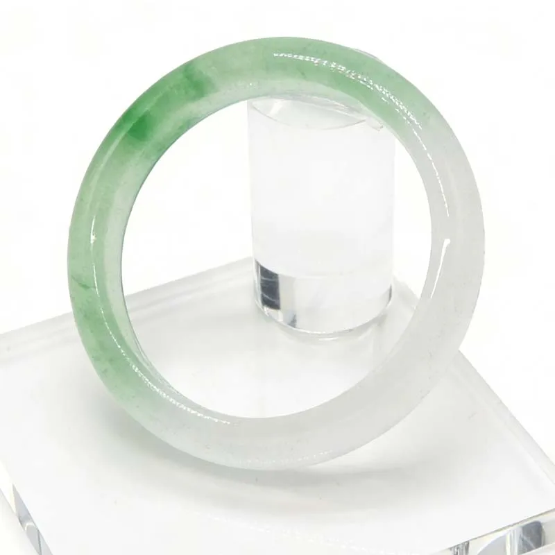 

Natural Two-Tone Green White Jade Bangle Half Green Half White Jadeite Bracelet Women's Lucky Jewelry Gift