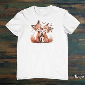 Unisex Foxes Unique Print T-shirt, T de algodão feminino, bonito