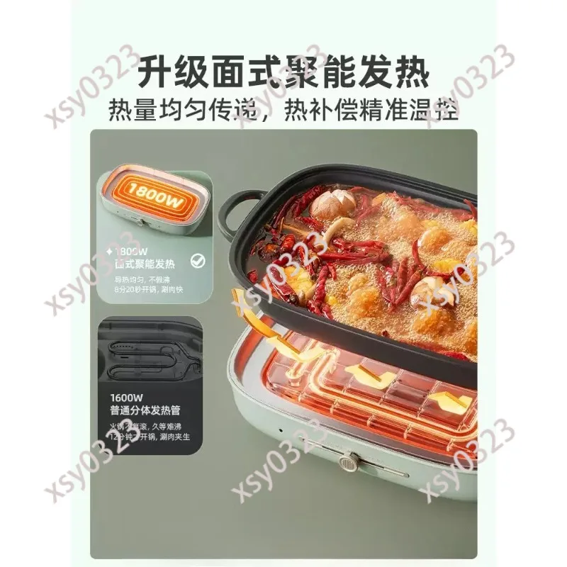 Multifunctional Detachable Electric Hot Pot Non-Stick Cooker for Indoor Rinsing Frying Stewing