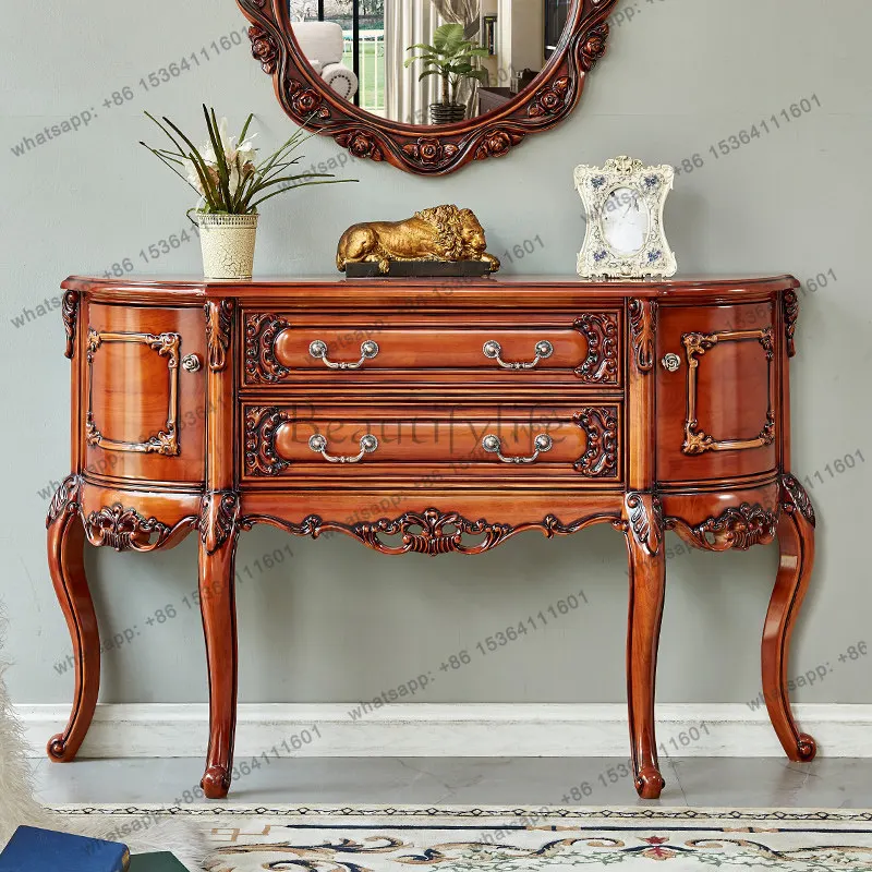 All solid wood European style entrance cabinet American semi-circular entrance cabinet