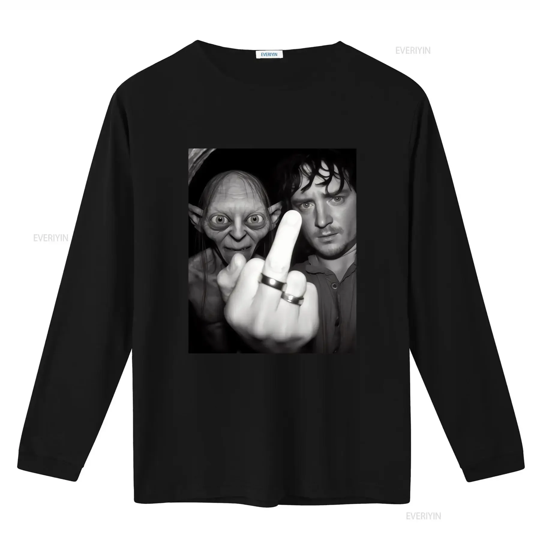 Gollum and Frodo Vintage LOTR T Shirt Middle Earth Fan Funny  vintage Washed Stretched Soft Top For Everyday Wear Stylish homme