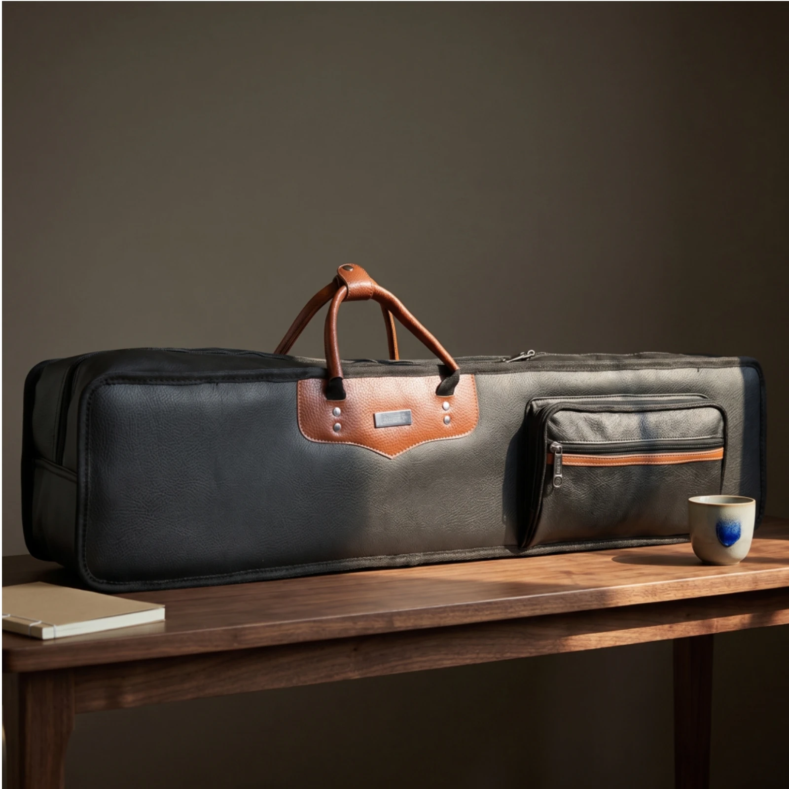 Erhu Carrying Case with Shoulder Strap Zippered Double Instrument Case Erhu Carry Bag Portable Wear Resistant for Musicians