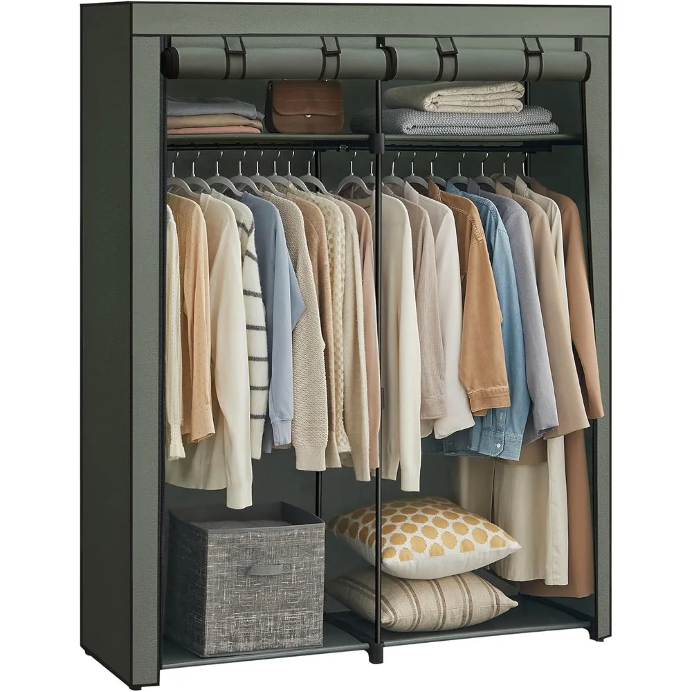 Closet Wardrobe, Portable Closet for Bedroom, Clothes Rail with Non-Woven Fabric Cover, Clothes Storage Organizer