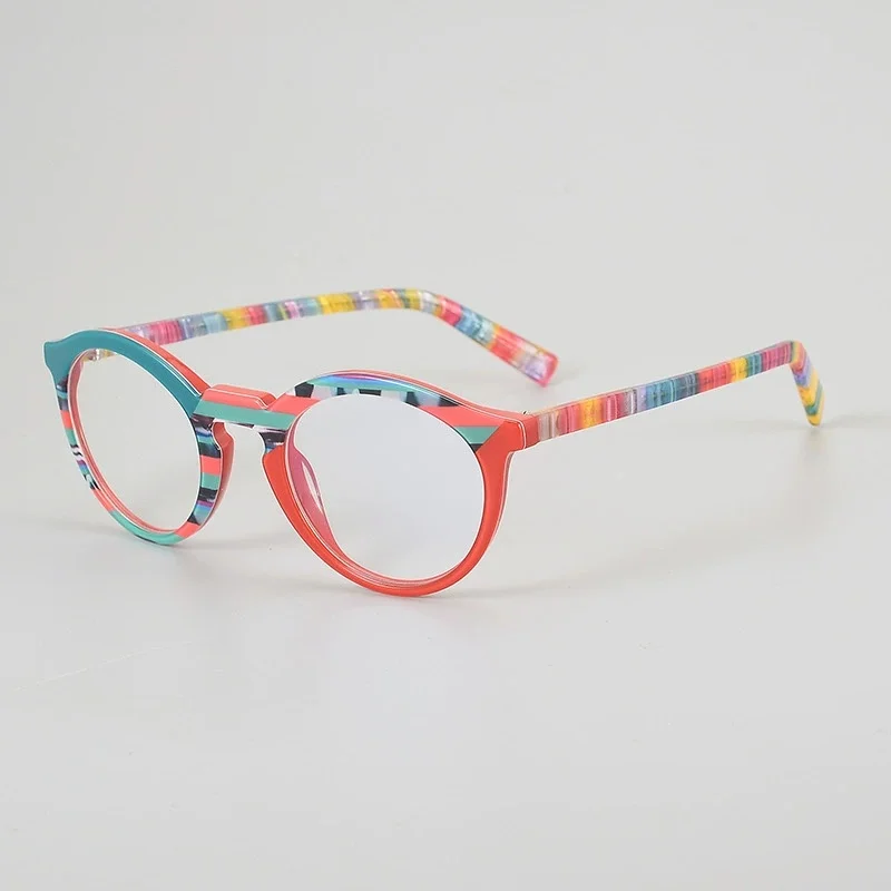 

Belight Optical Designer Colorful Acetate Vintage Oval Shape Handmade Acetate Retro Eyeglasses Frame Prescription Lens 234