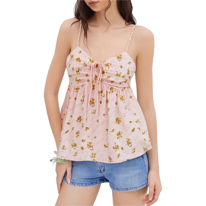 ABRT-Women's Backless Tops Summer Short Floral Sweet Backless Vest For Going Out Y2K