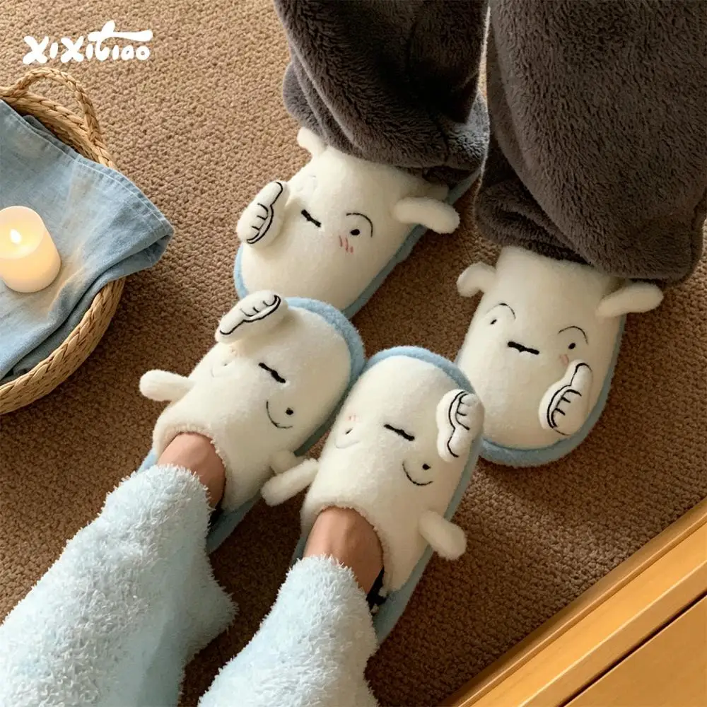 Kawaii Shiro Male Female Anime Warm Home Cotton Shoes Cute Crayon Shin-Chan Winter Man Woman Plush Slippers Student Thick Shoes