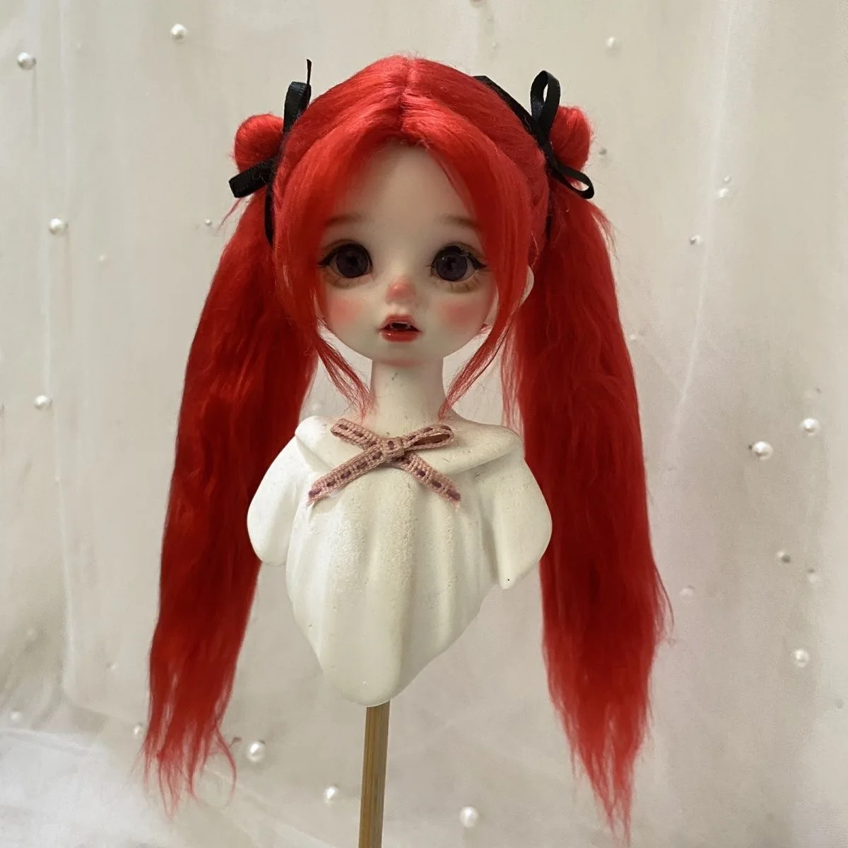 Hair For Dolls Deep Radish Red, 1/8 1/6 1/4 BJD OB11 Wigs Head Circumference 9-18cm