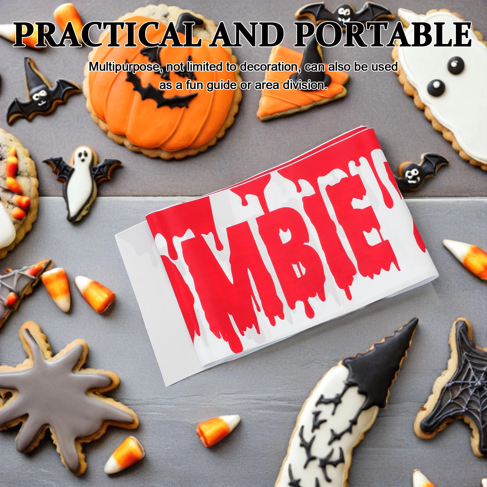 

4Pcs Halloween Warning Tape Blood Drip Design Durable Pe Material Outdoor Indoor Party Scene Decor Horror Crime Scene Barricade