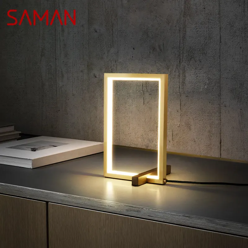 SAMAN Modern Brass Table Lamp LED 3 Colors Desk Lighting Simple Creative Decor  for Living Bed Study Room