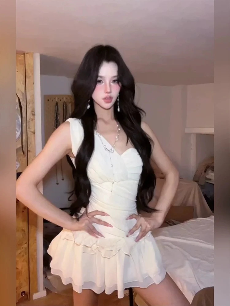 

Сексуальная облегающая белая шифоновая юбка А-силуэта с открытыми плечами и высокой талией для женщин больших размеров от XZY, повседневная одежда для ежедневной носки.