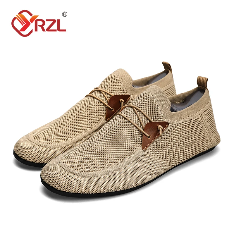 YRZL Mesh Loafers Men Driving Moccasins Thin Bottom Flats Walking Shoes Breathable Non Slip Casual Loafers Slip on Mens Shoes