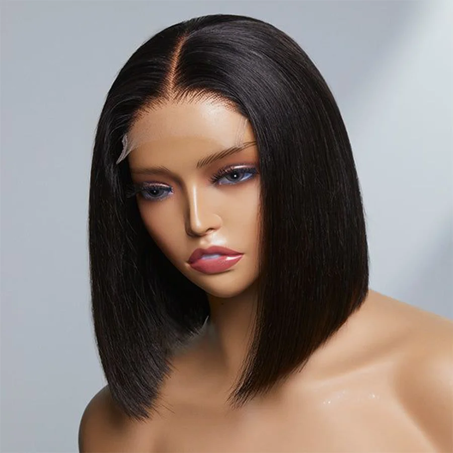

13x6 Bone Straight Short Bob Lace Front Wigs Human Hair Wig Remy Straight Wig 200 Density 13x4 Transparent Lace Frontal Wig