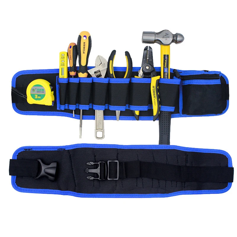 Ceinture à outils de poche à la taille réglable pour électriciens, sac de rangement pour poudres, marteaux, pinces, porte-tournevis, trousse à outils de réparation à la main