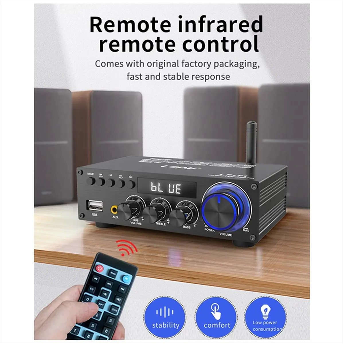 A88M LP-T1 Digital HiFi Bluetooth Amplifier Coaxial USB Disk Lossless Playback Mini Digital Amplifier 30Wx2+60W EU-PLUG