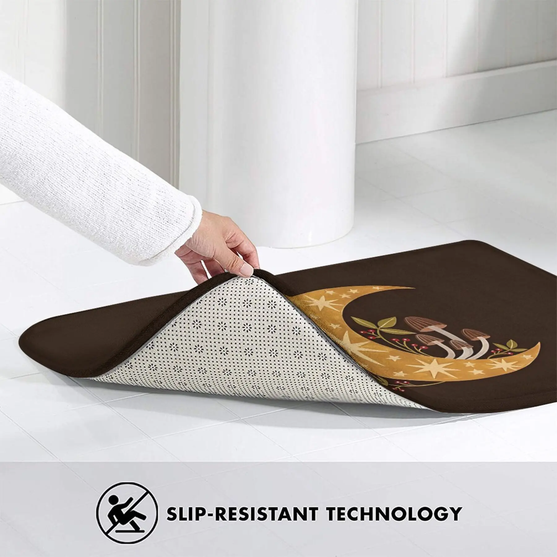 1 Pack Forest Moon Bathroom Anti-slip Carpet Living Room Floor Mat Welcome Door Mat Floor Decorative Carpet, Polyester Fabric
