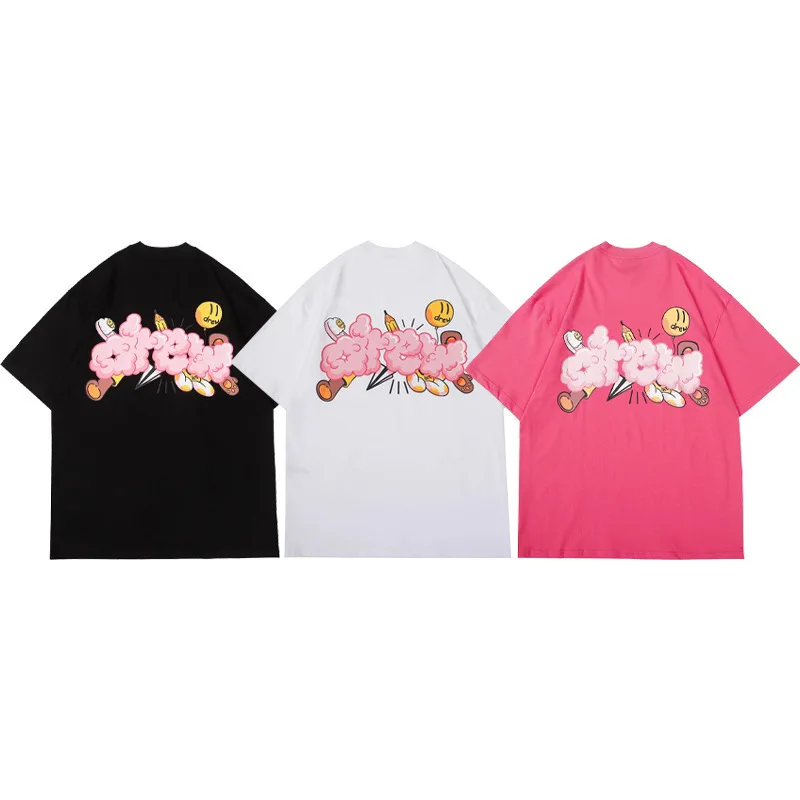 

Drew House Smiley Face Short Sleeve Balloon Graffiti Oversized Crew Neck Print T-Shirt Instagram-Trending Unisex Style