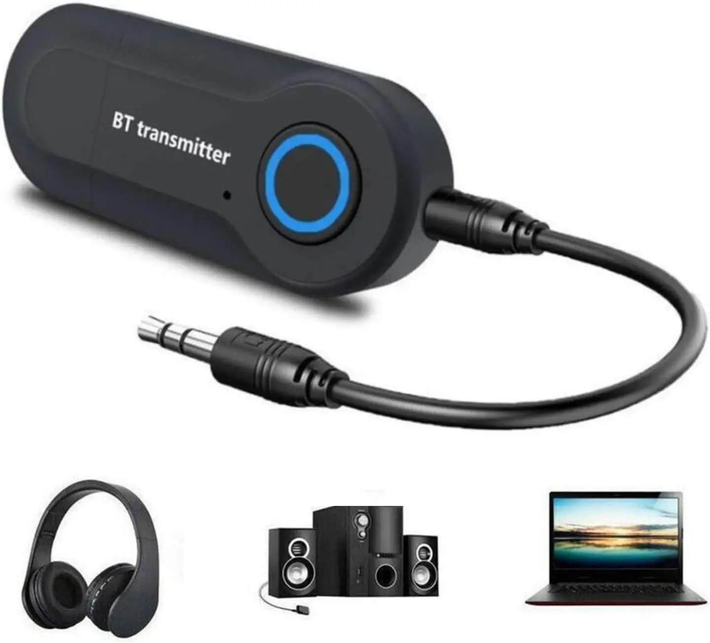 Hannord Bluetooth 5.0 トランスミッター 3.5 ミリメートルジャックオーディオアダプター 2 in 1 ステレオオーディオトランスミッターアダプターヘッドフォンテレビ用