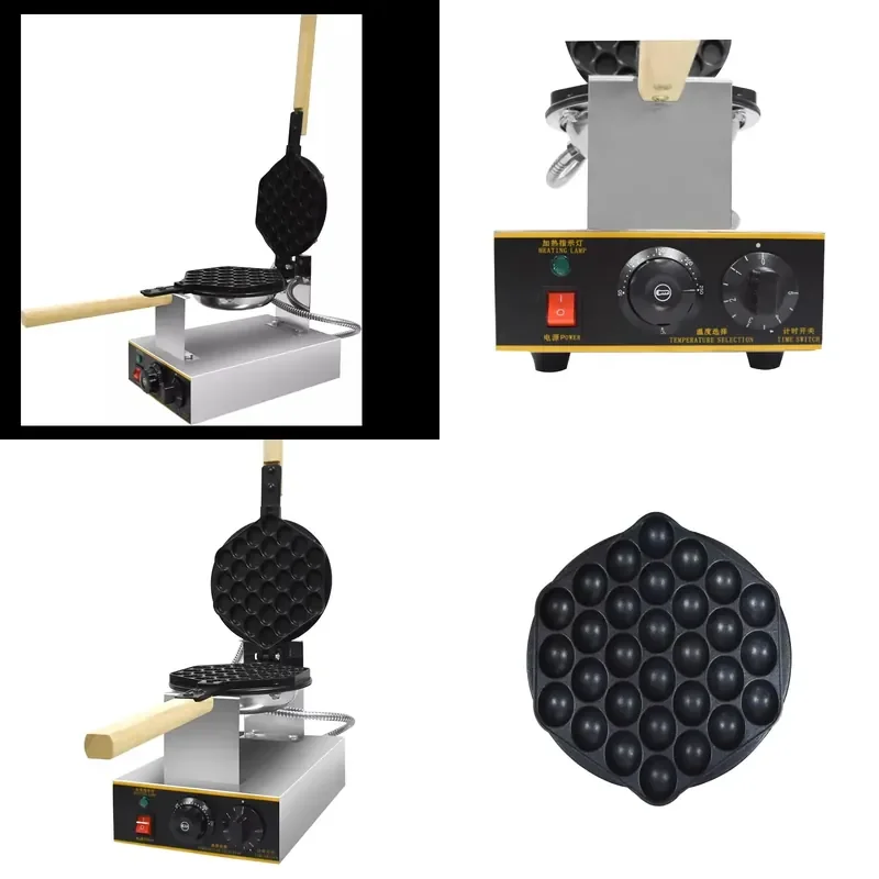for Commercial Electric Stainless Steel Bubble Waffle Maker Egg Cone Cake Maker with Touch Controlled Timer