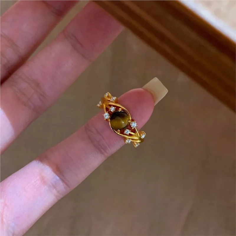 

Sam Panda 925 Sterling Silver Zircon Tiger's Eye Ring For Women Exquisite Gorgeous Wealth Temperament Jewelry Gift Dropshipping