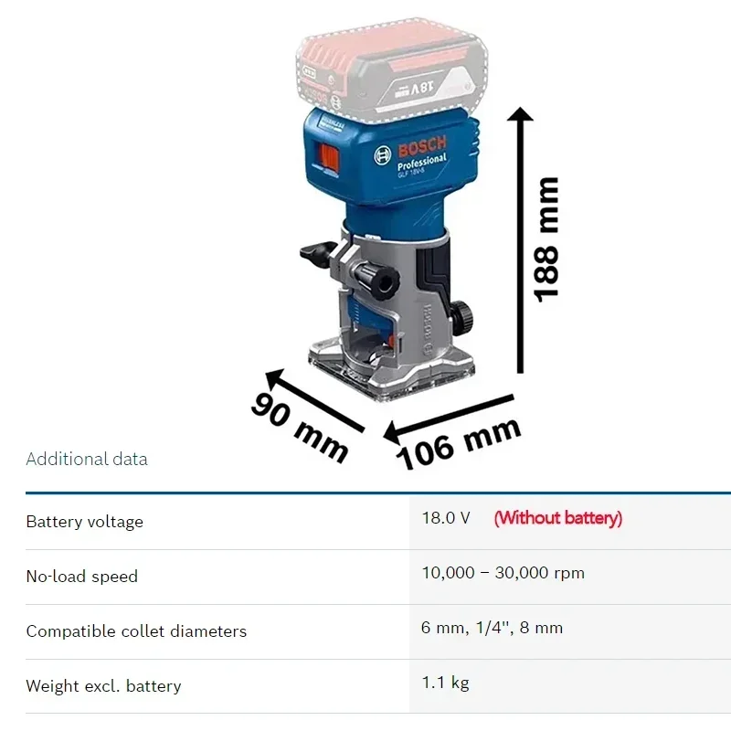 Bosch GLF18V-8 Portable Cordless Wood Edge Trimmer, Fine Trim For Laminate & Timber, Bare Unit Excluding Charger Battery — купить у AliExpress WW