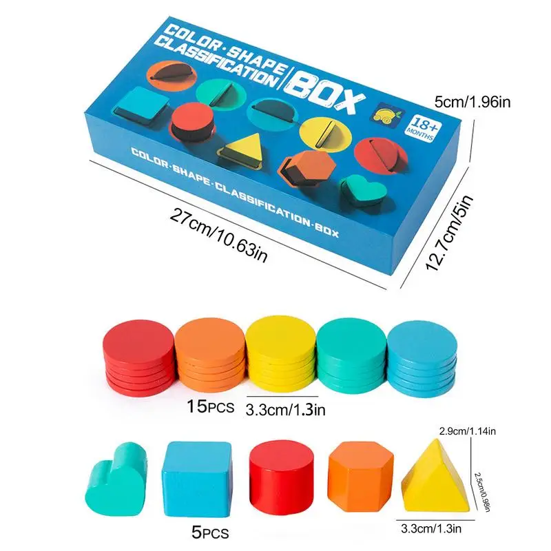 Color Sorting Toys Wooden Shape Sorter Toy Pattern Blocks Educational Matching Blocks Color Sorting Sensory Toys For Home School