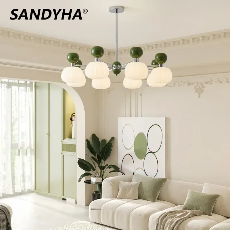 

SANDYHA Modern Pumpkin Chandelier LED Lamp Elegant Stylish Lighting Fixture Living Room Bedroom Home Decor Perfect for