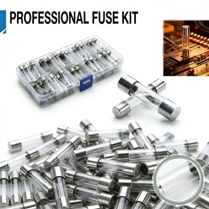 5*20/6*30 Fast-blow Glass Tube Fuses Car Glass Tube Fuses Assorted Kit  with Box 0.1A-35A Household Fuses