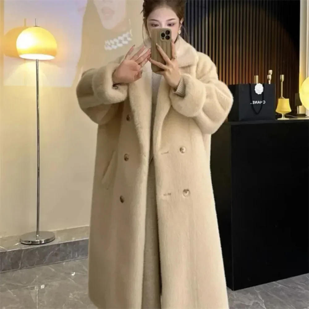 Women's Winter Fur Fur One Piece Coat 2024 New Long Thickened Fur Coat Female Imitation Mink Hair Loose Warm Cardigan Suit Coat