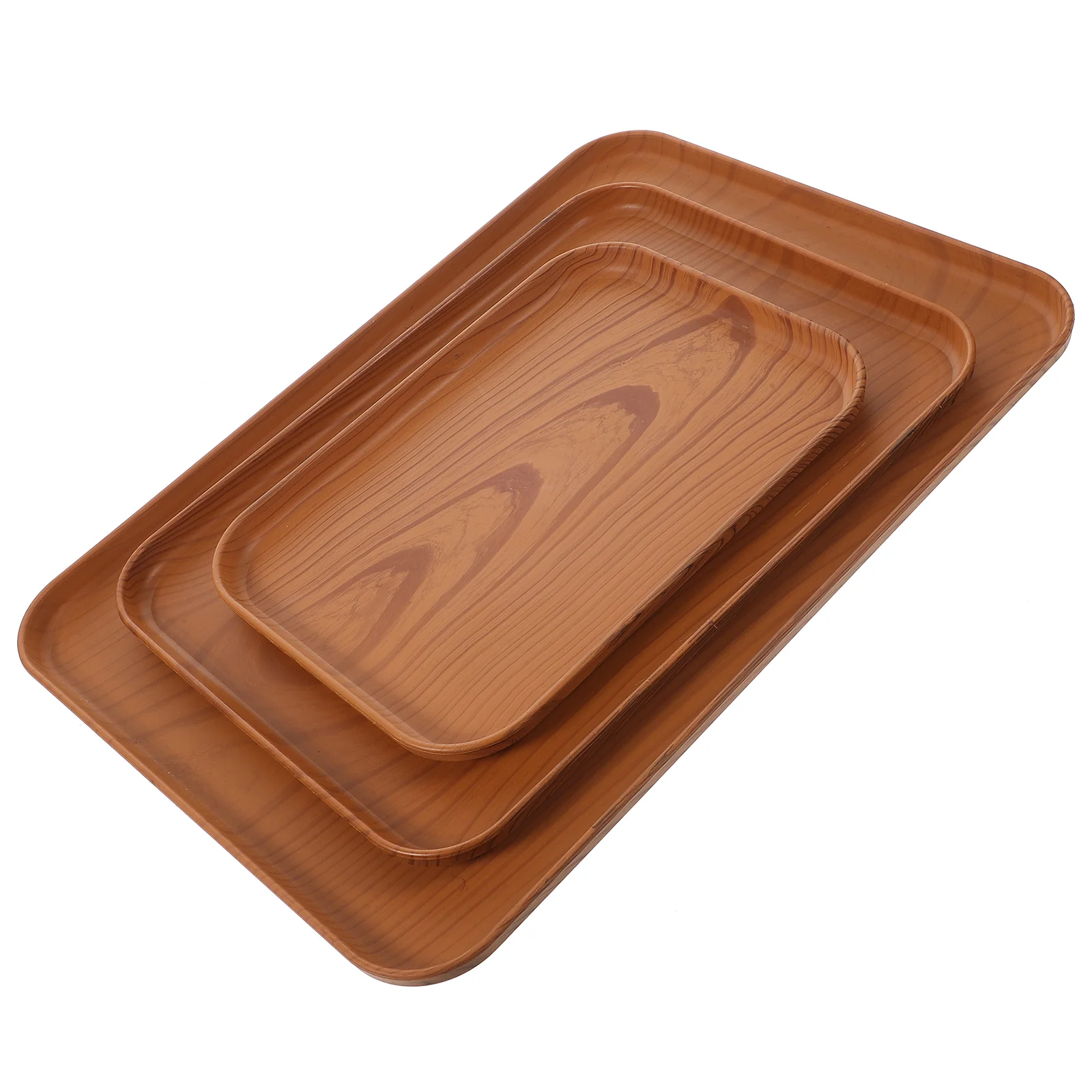 

Fruit Plate for Home Imitation Wood Grain Dinner Snack Containers Food Plastic Storage Tray Candy Light Brown Pp