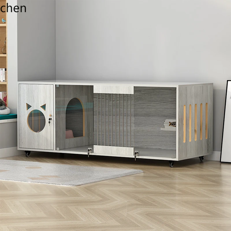 HTT cat villa large space  cat cage household breeding  indoor   toilet integrated  nest,  house